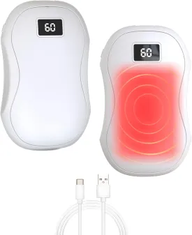 2 Pack Rechargeable Hand Warmers Carbon Crystal 3s Fast Heating Hand Warmer with 3 Level Temperature Adjustment, Type-C Quick Charge, Outdoor Adventures, Daily Commutes, and Winter Chills White