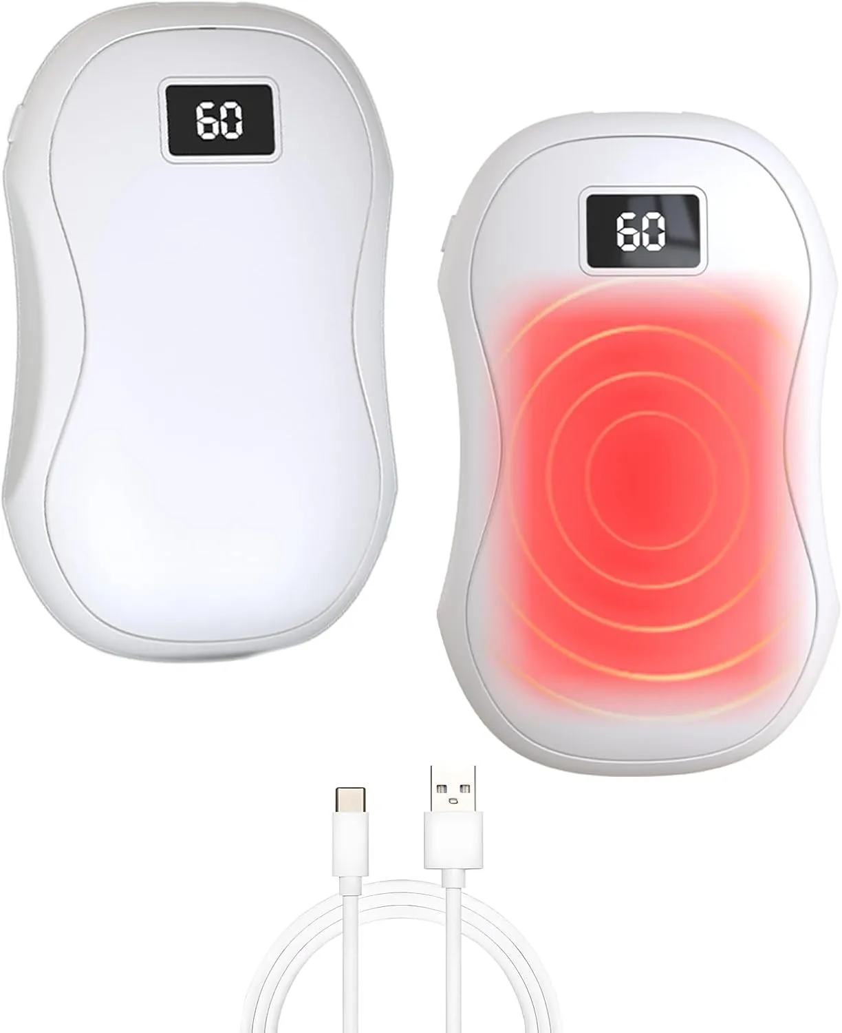 2 Pack Rechargeable Hand Warmers Carbon Crystal 3s Fast Heating Hand Warmer with 3 Level Temperature Adjustment, Type-C Quick Charge, Outdoor Adventures, Daily Commutes, and Winter Chills White