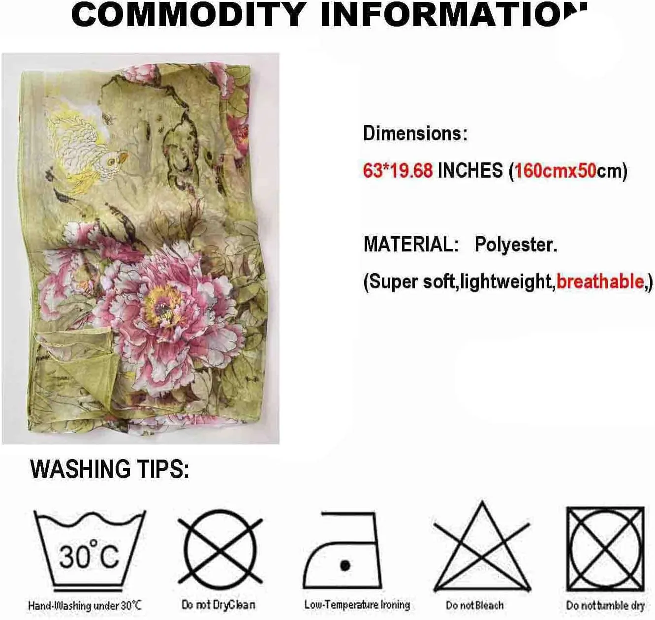 Acotavie Scarfs for Women Lightweight Scarves Fashion Print Floral Pattern Sheer Scarf Shawl Wraps