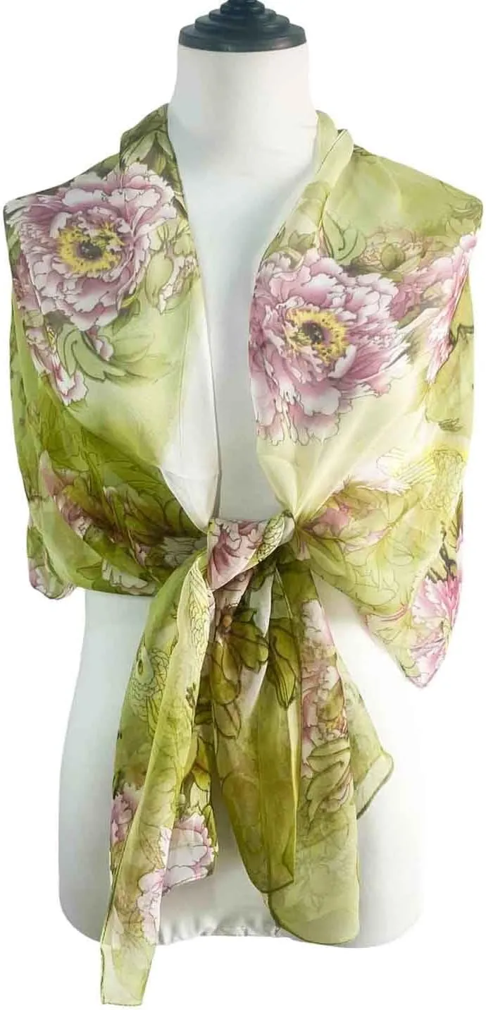 Acotavie Scarfs for Women Lightweight Scarves Fashion Print Floral Pattern Sheer Scarf Shawl Wraps