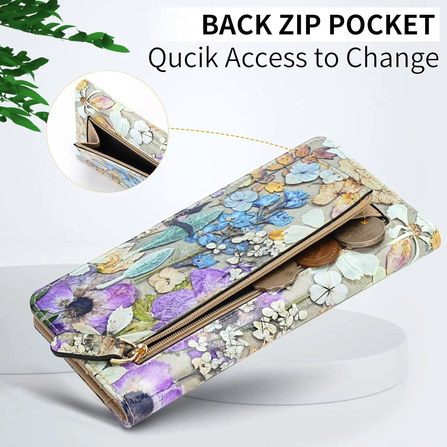 APHISON Wallet Women Ultra Slim Thin Leather Womens Wallet RFID Blocking Credit Card Holder Bifold Clutch Long Ladies Billfold