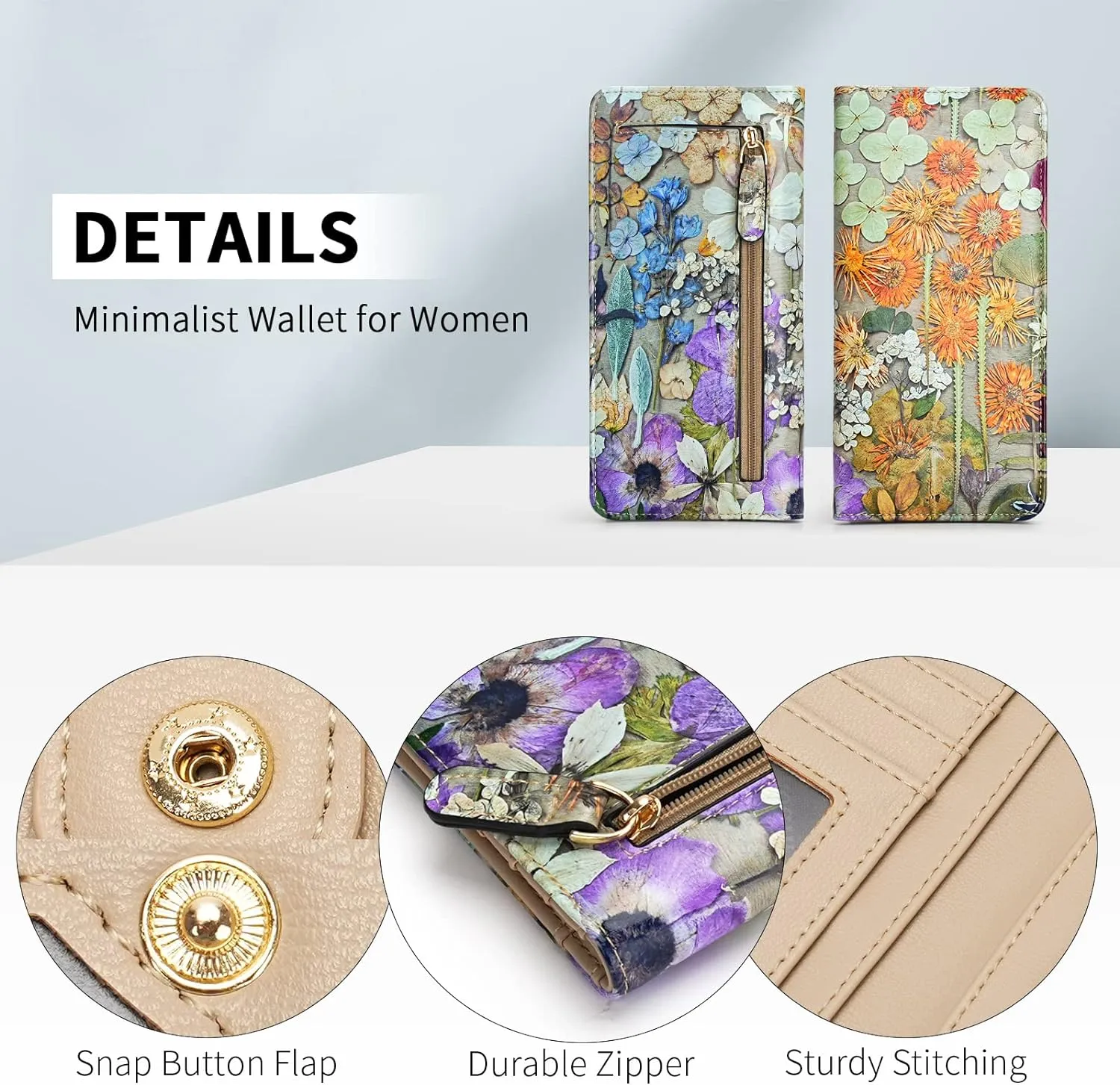 APHISON Wallet Women Ultra Slim Thin Leather Womens Wallet RFID Blocking Credit Card Holder Bifold Clutch Long Ladies Billfold