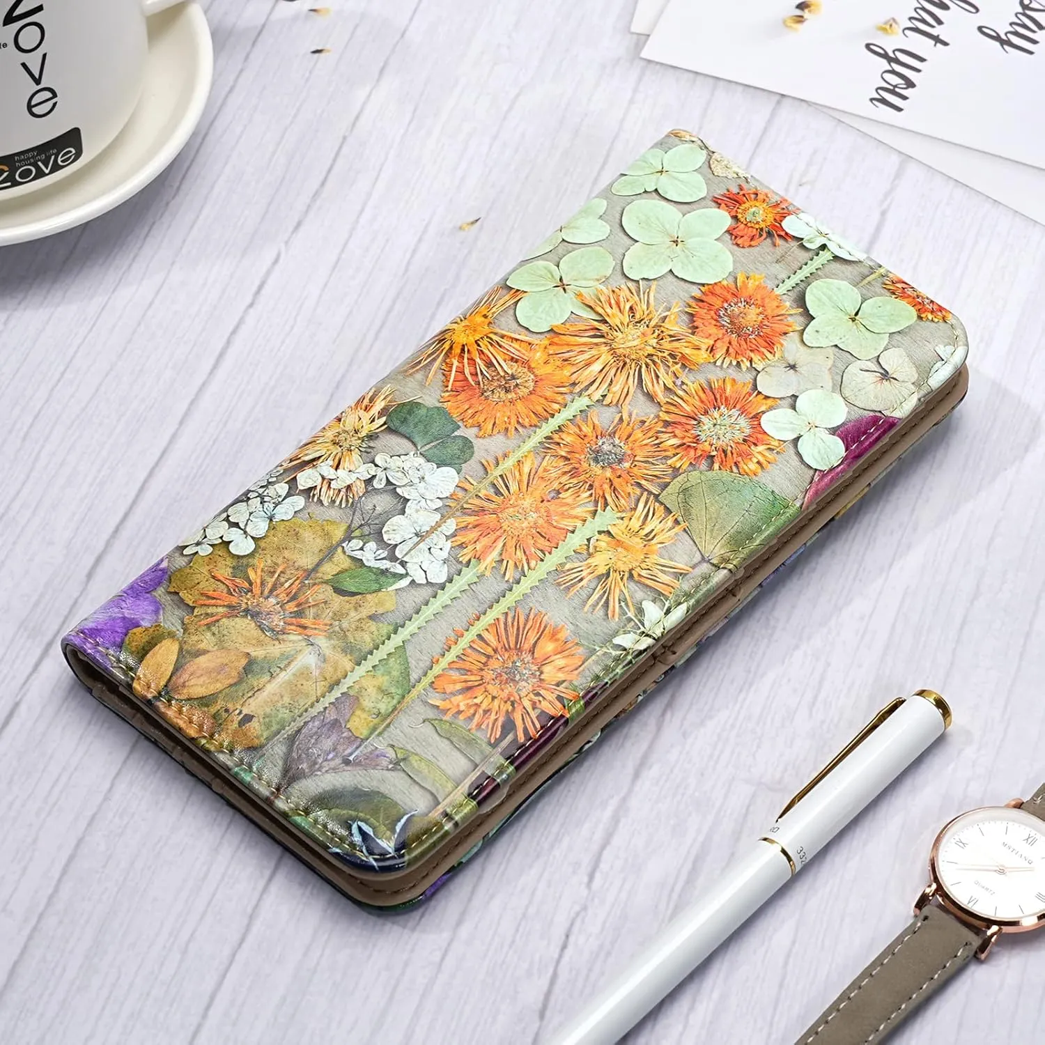 APHISON Wallet Women Ultra Slim Thin Leather Womens Wallet RFID Blocking Credit Card Holder Bifold Clutch Long Ladies Billfold