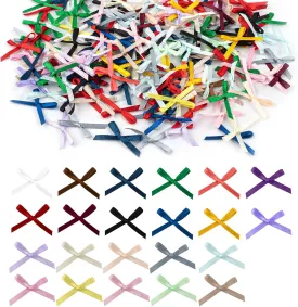 AUEAR, Mini Satin Ribbon Flowers Bows Ties Craft Scrapbooking Embellishment DIY Projects Bowties Decorations for Hair Clips Pets (200 Pack)