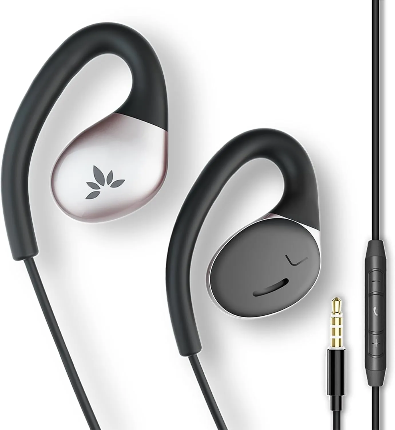 Avantree Resolve - AUX 3.5mm Wired Open-Ear Earbuds & in-Line Volume Control, Designed for Small - Medium Ears, Compatible with Traditional 3.5mm AUX Phones Tablets PC, Corded Headphones with Ear Hook