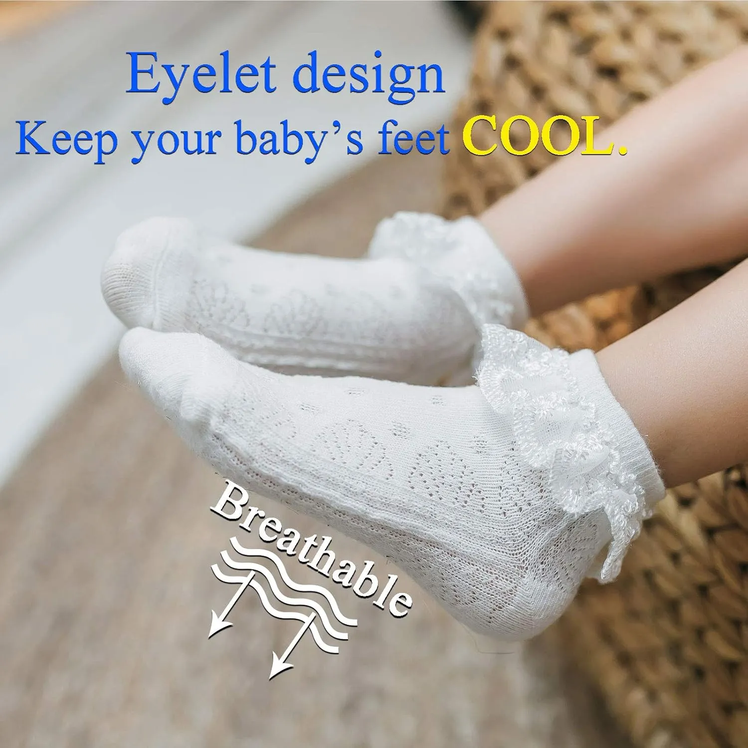 Baby Lace Socks Baby Girl Double/Eyelet Lace Ruffle Frilly Socks for Newborn Infant and toddlers Gift Set