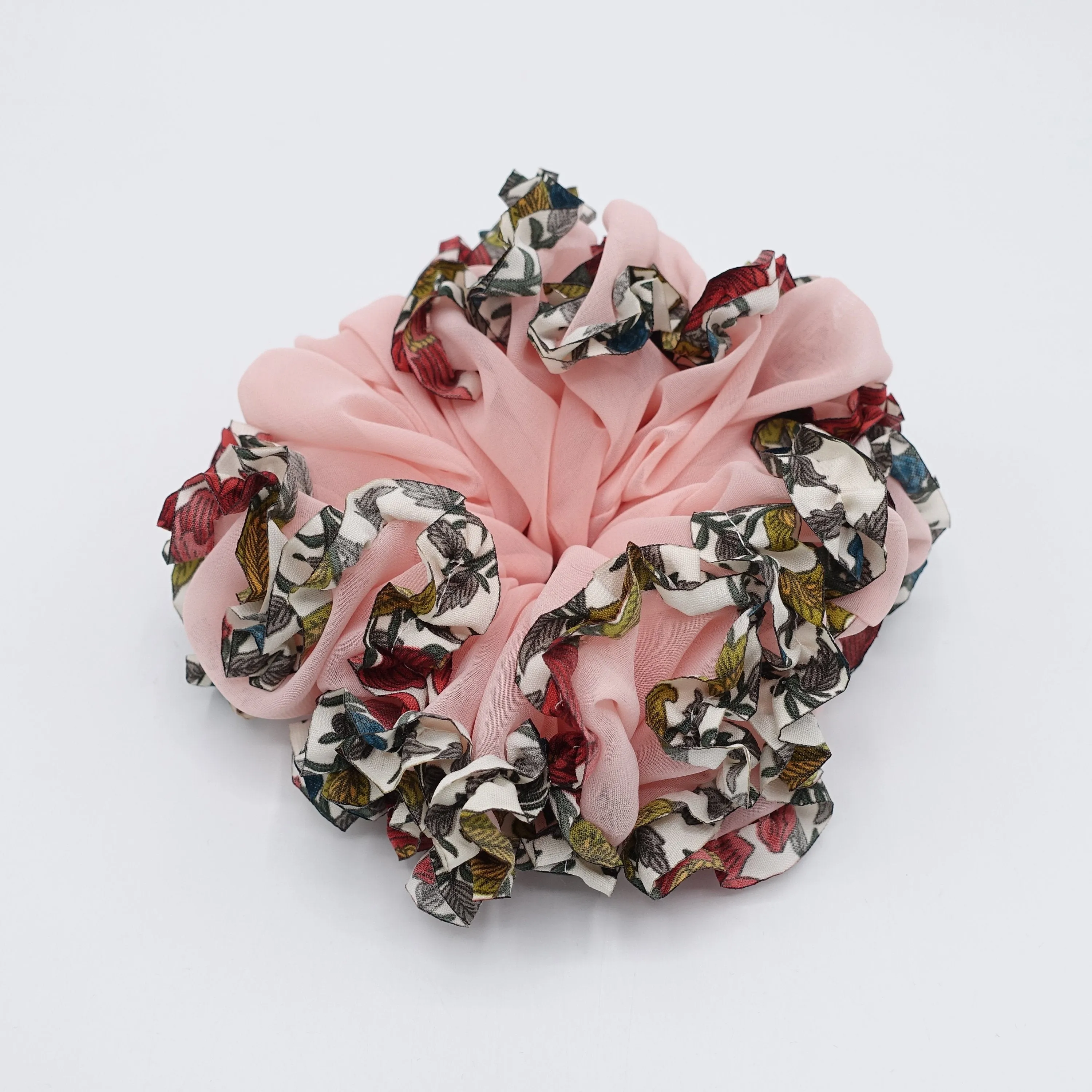 chiffon scrunchies, oversized scrunchies, floral scrunchies for women