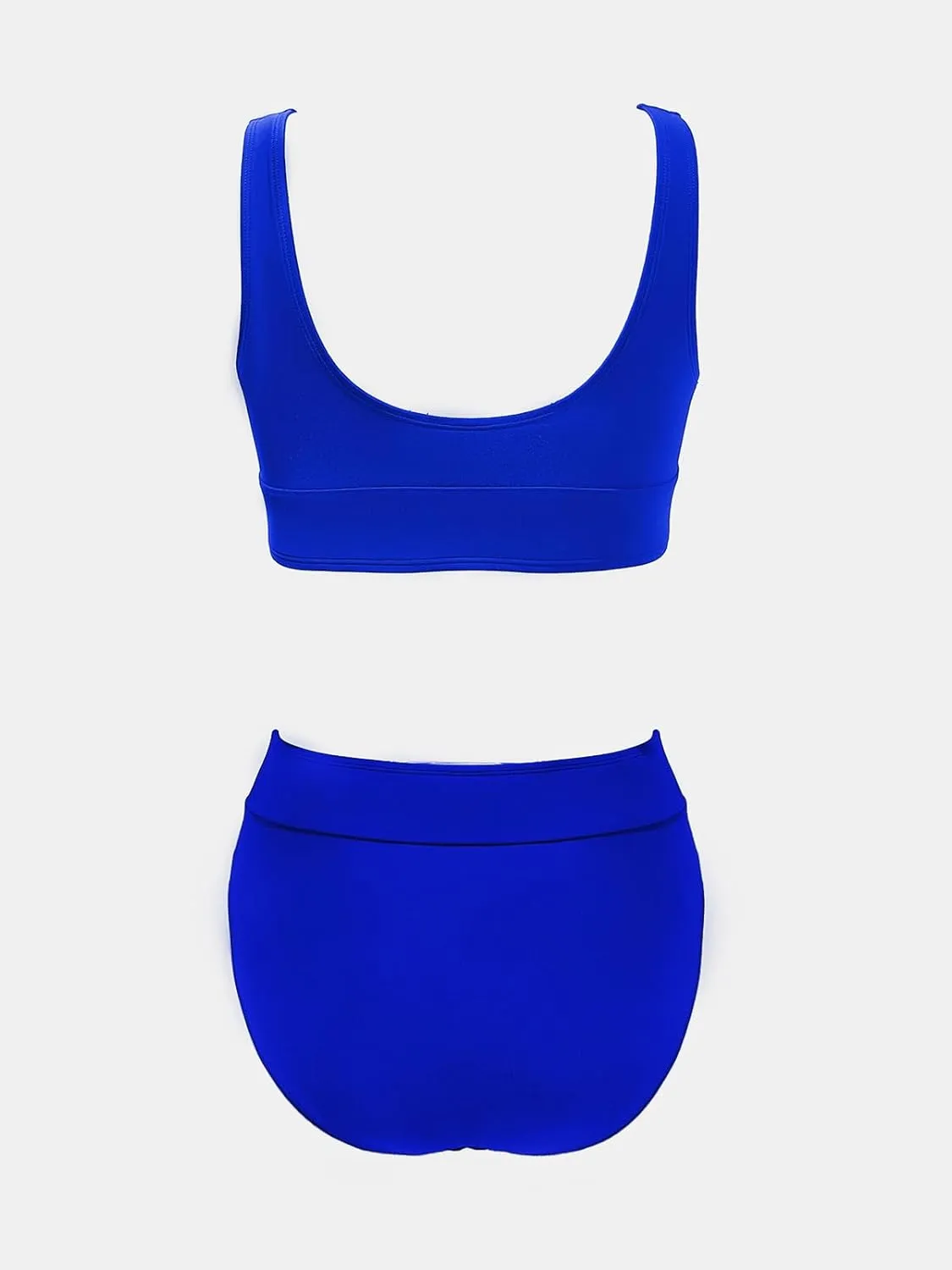 CUPSHE Women's Bikini Sets Two Piece Swimsuit Scoop Neck Tank Wide Straps Midkini Stitching