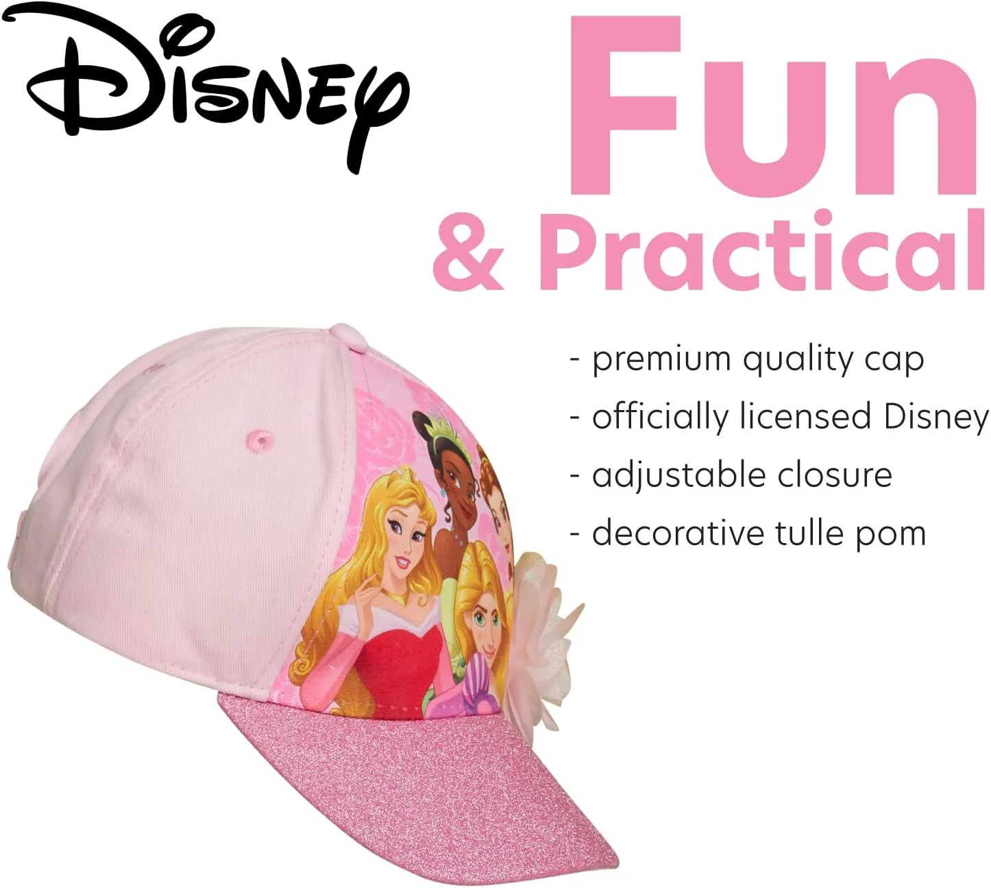 Disney Girls Frozen Baseball Cap  Elsa and Anna Ponytail Hat for Girls  Kids Frozen Hat for Little Girls (Ages 4-7)