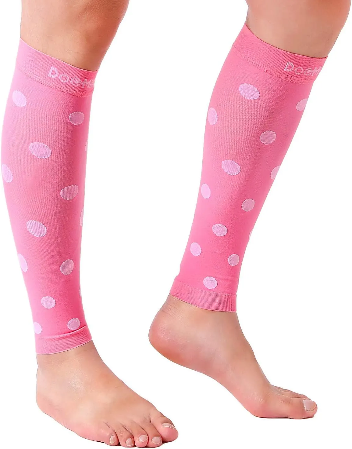 Doc Miller Calf Compression Sleeve  Footless Socks for Women & Men, 20-30mmHg, Shin Splint & Leg Cramp Support, Varicose Veins, Knee High, 1 Pair, Polka Dot