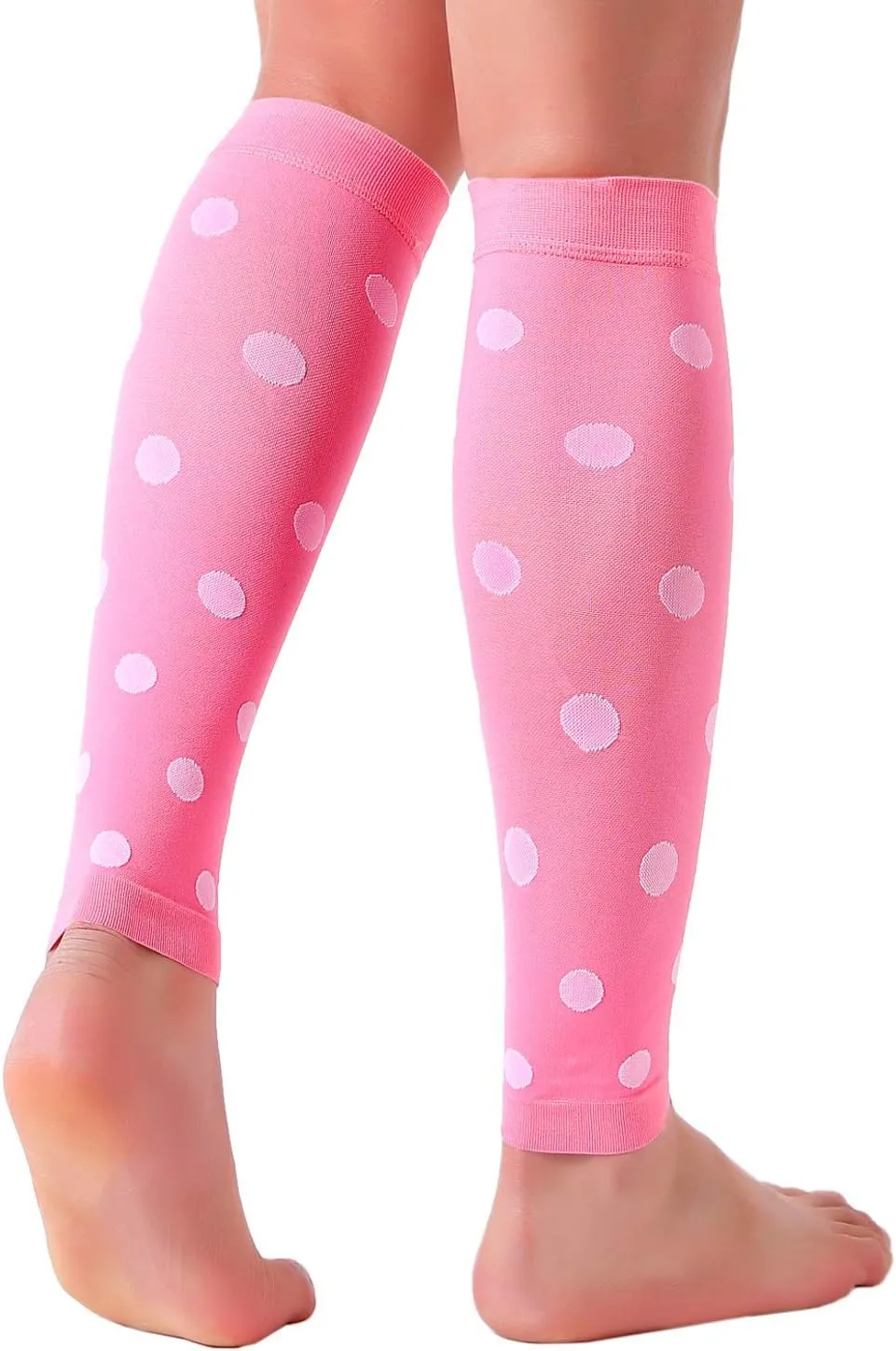 Doc Miller Calf Compression Sleeve  Footless Socks for Women & Men, 20-30mmHg, Shin Splint & Leg Cramp Support, Varicose Veins, Knee High, 1 Pair, Polka Dot