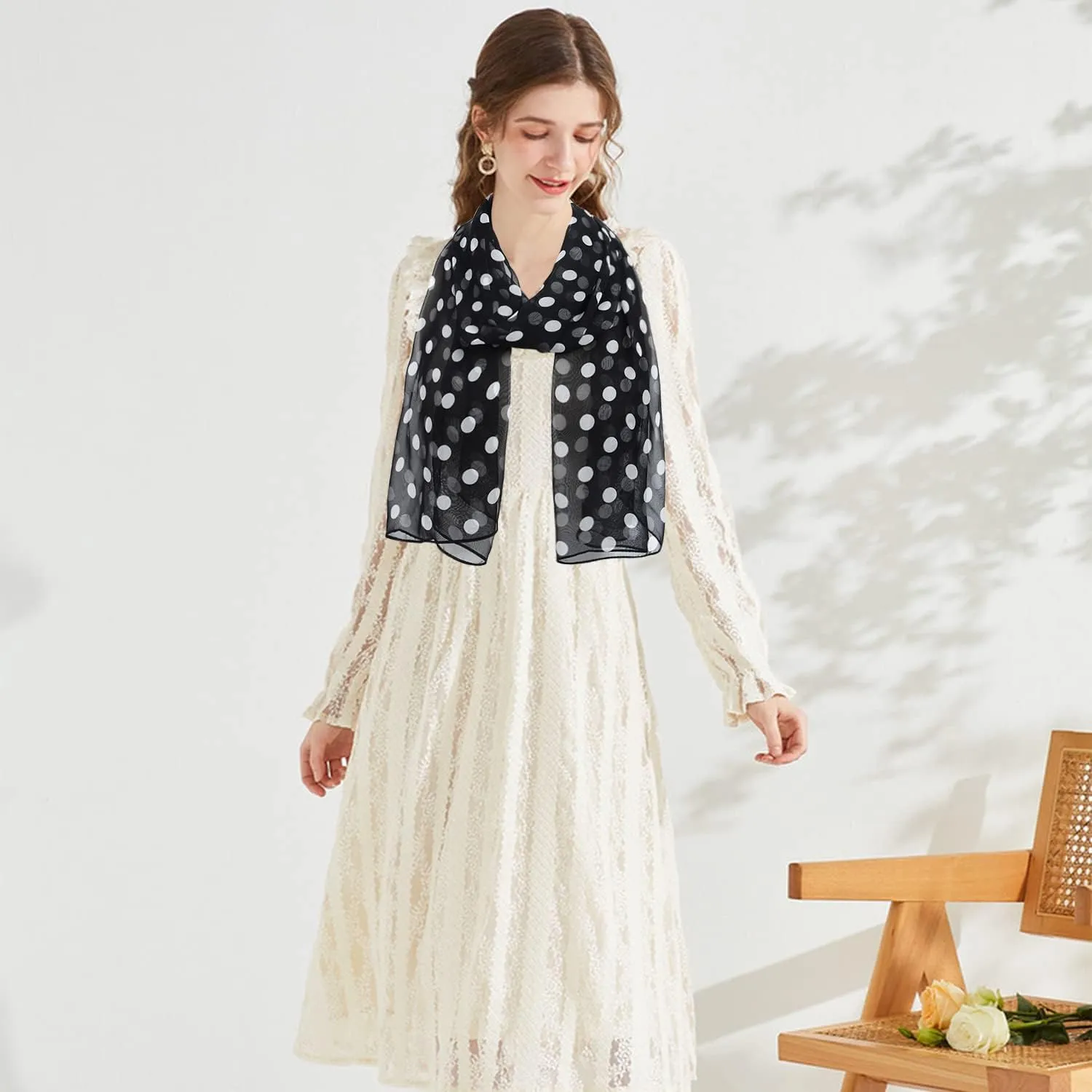 E-Clover Women Soft Floral Print Shawl Chiffon Sheer Scarf