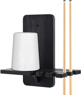 Geelin Wall Mounted Wood Cone Chalk Holder, Solid Wood Pool Hand Billiards Table Cone Chalk Holder with 5 Grooves, Pool Table Accessories, Black