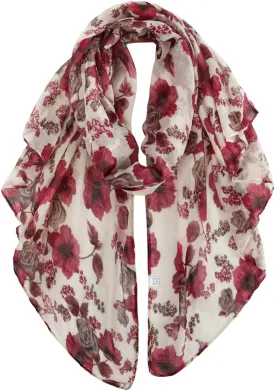 GERINLY Lightweight Scarves Fashion Flowers Print Women Cotton Wrap Scarf Head Shawl Summer Gift