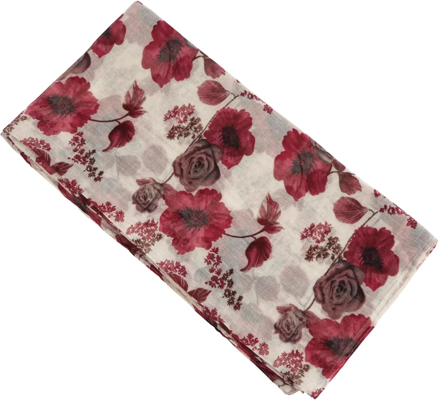 GERINLY Lightweight Scarves Fashion Flowers Print Women Cotton Wrap Scarf Head Shawl Summer Gift