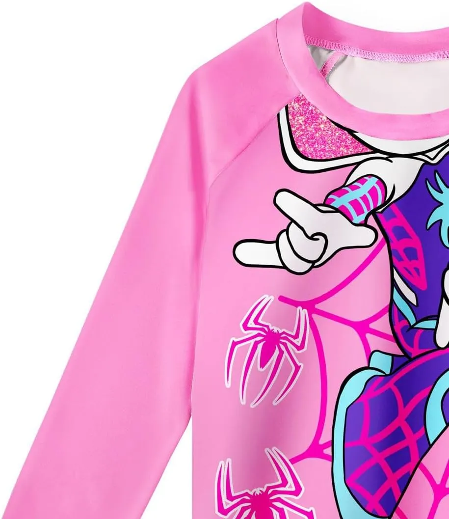 Girls Rash Guard Bathing Suits Kids Swimsuits Long Sleeve Swimwear 3-8 Years