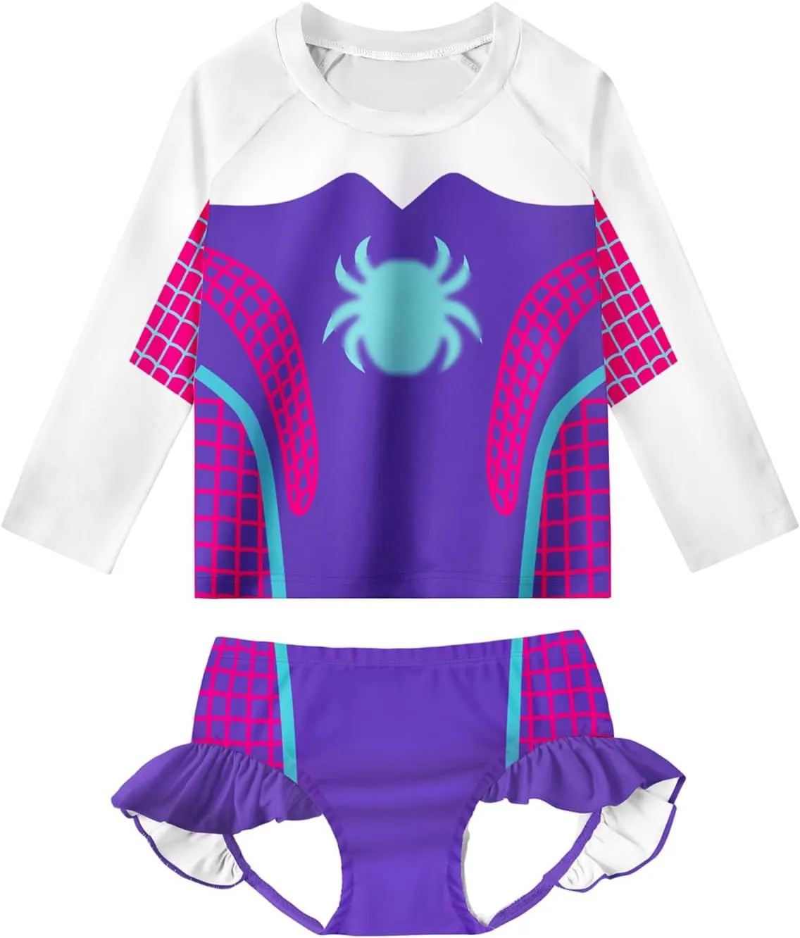 Girls Rash Guard Bathing Suits Kids Swimsuits Long Sleeve Swimwear 3-8 Years
