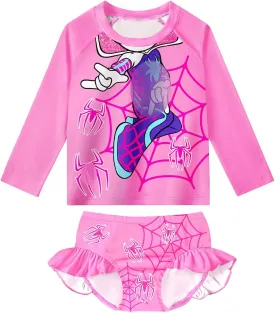 Girls Rash Guard Bathing Suits Kids Swimsuits Long Sleeve Swimwear 3-8 Years