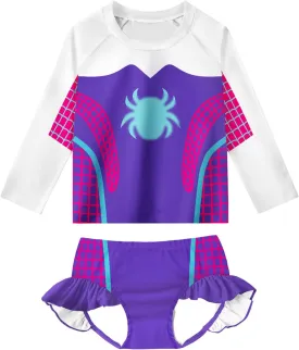 Girls Rash Guard Bathing Suits Kids Swimsuits Long Sleeve Swimwear 3-8 Years