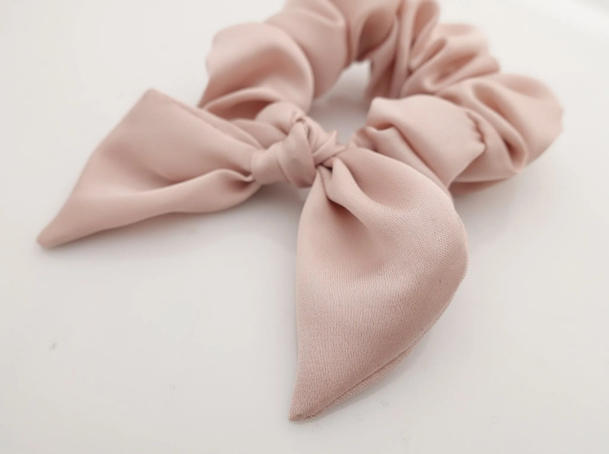 glossy satin bow knot hair scrunchie cute casual hair accessory scrunchies for women