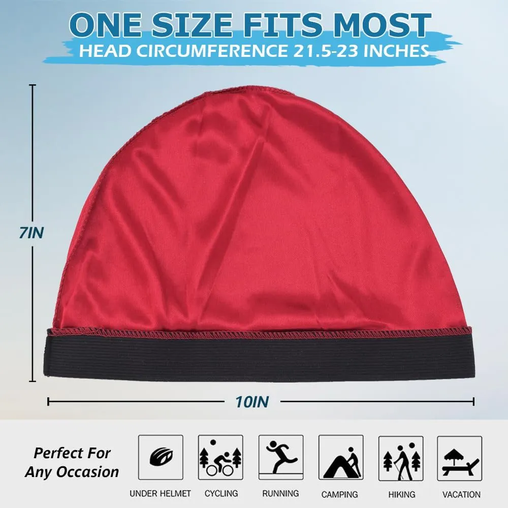 Headshion 4 Pack Wave Cap for Men 360 Waves, Silky Stocking Cap Compression Over Durag