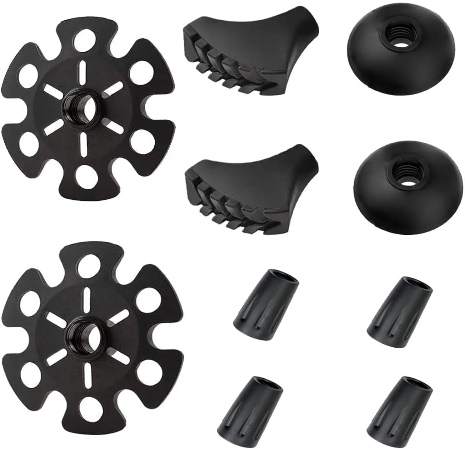 Hiking Walking Sticks Rubber Tips 10 Pack, Replacement Tips Protectors, Snow Baskets, Mud Baskets Set for Trekking Poles, Fits Most Standard Hiking, Trekking, Walking Poles