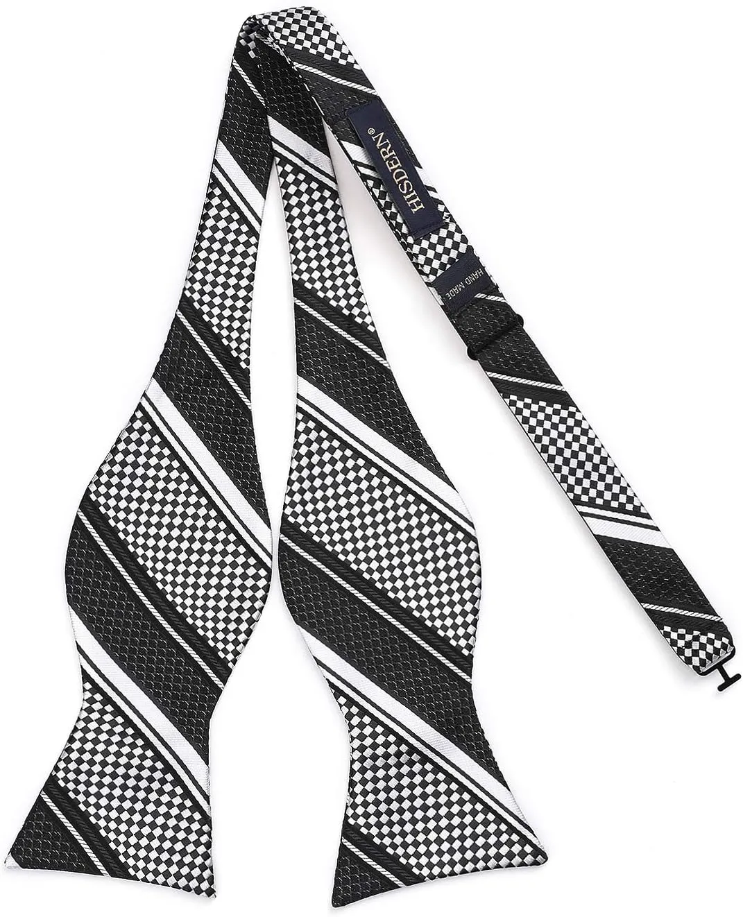 HISDERN Bow Ties for Men Striped Bowties Men's Self Tie Bowtie Handkerchief Formal Tuxedo Wedding Bowties and Pocket Square