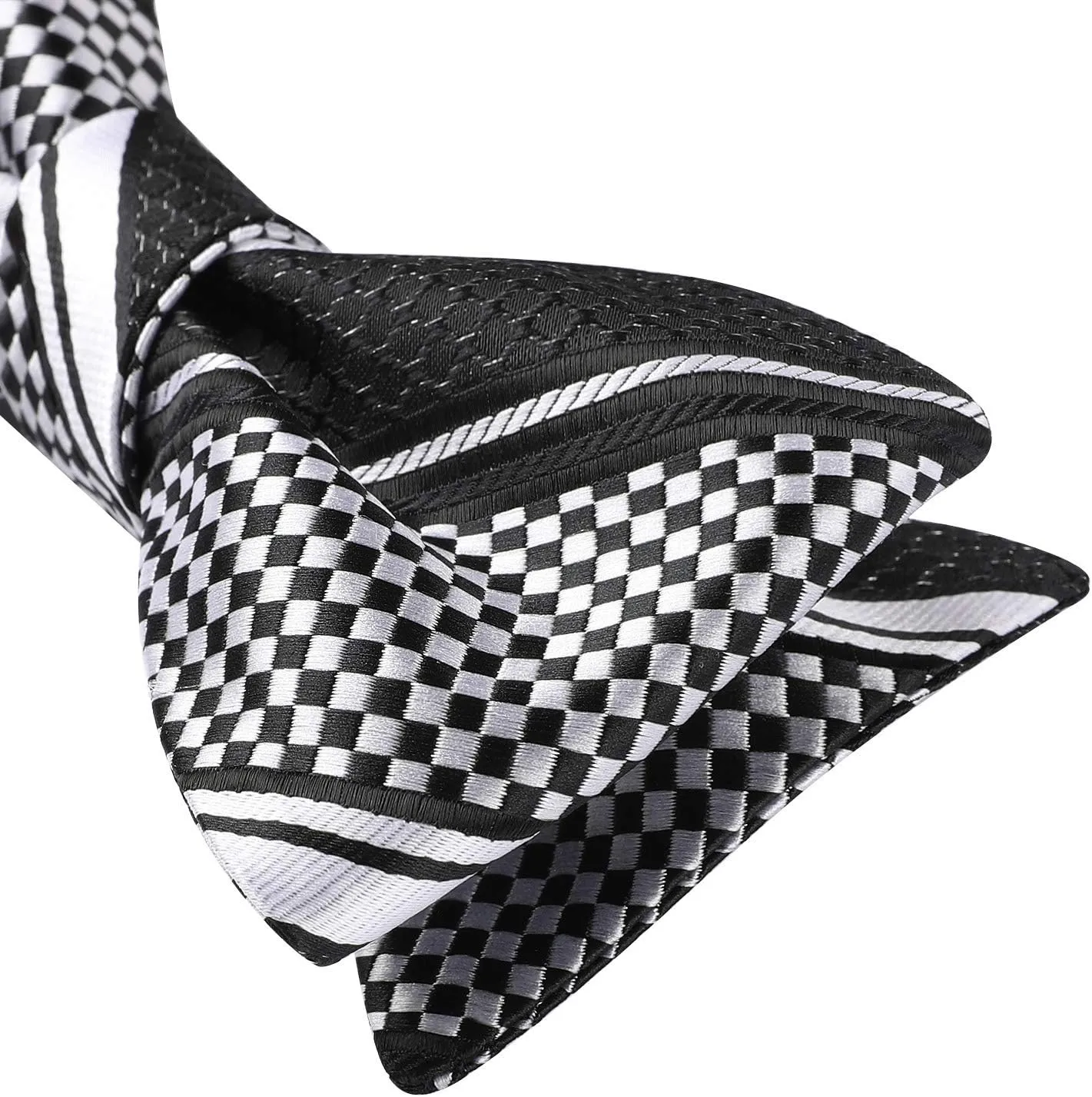HISDERN Bow Ties for Men Striped Bowties Men's Self Tie Bowtie Handkerchief Formal Tuxedo Wedding Bowties and Pocket Square