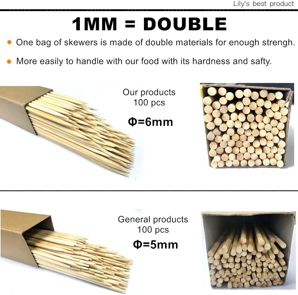 HOPELF 30" Natural Bamboo Skewers Sticks for MarshmallowsS'MoresBBQKabobGrillingBarbecueRoastingCamping.More Size Choices 6"/8"/10"/12"/14"/36"(100 PCS)