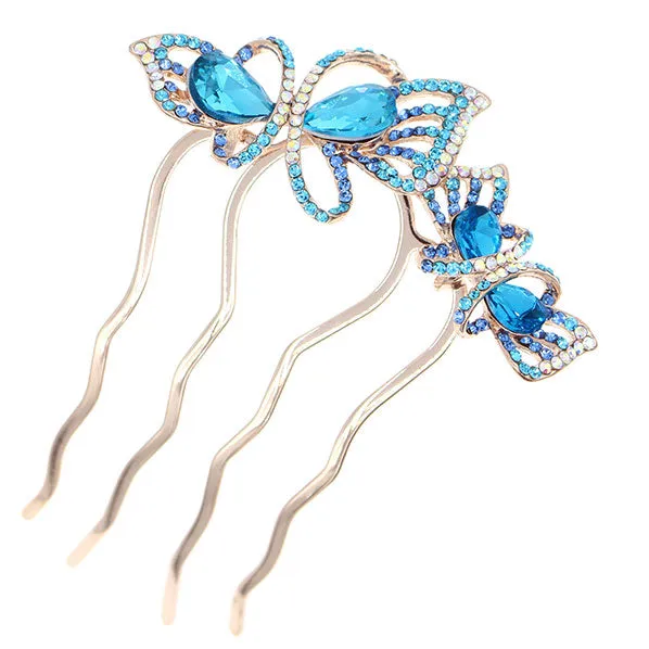 LUX Zircon & Czech Rhinestone French Twist Updo Comb Butterflies