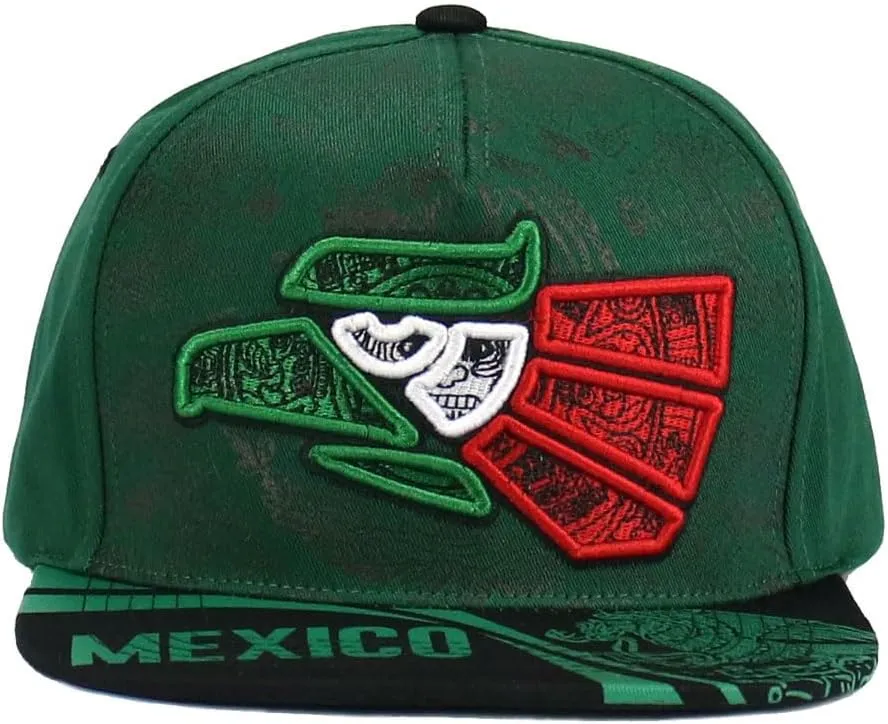 Mexico Mexican Hat Aztec Hecho En Mexico Eagle Aguila Embroidered Snapback Size Adjustable Flat Bill Baseball Cap