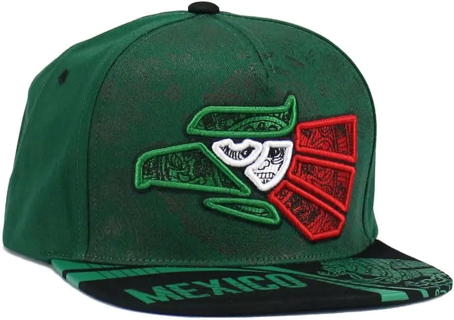Mexico Mexican Hat Aztec Hecho En Mexico Eagle Aguila Embroidered Snapback Size Adjustable Flat Bill Baseball Cap