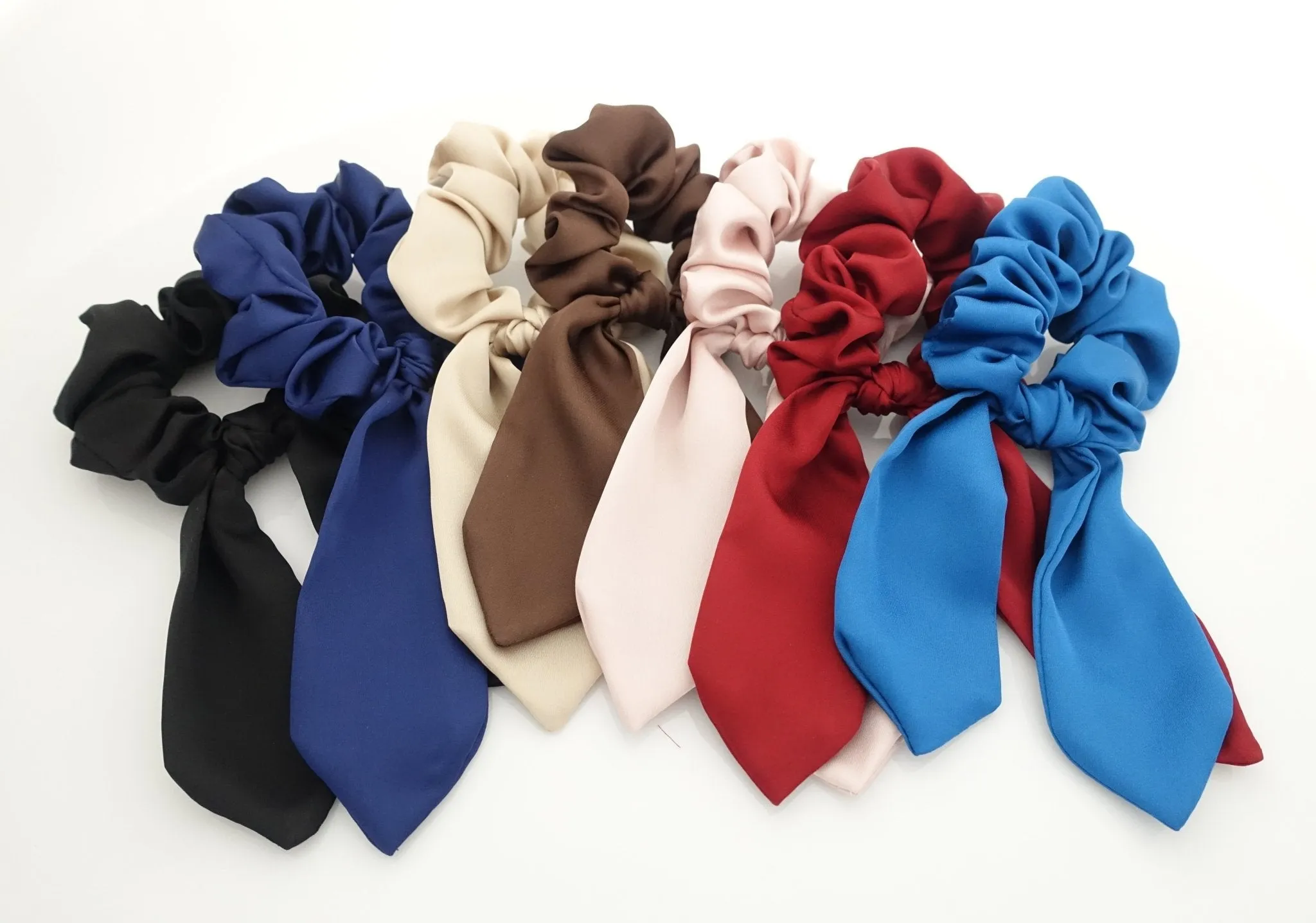 satin hair bow knot scrunchies glossy tail bow scrunchy women hair accessory