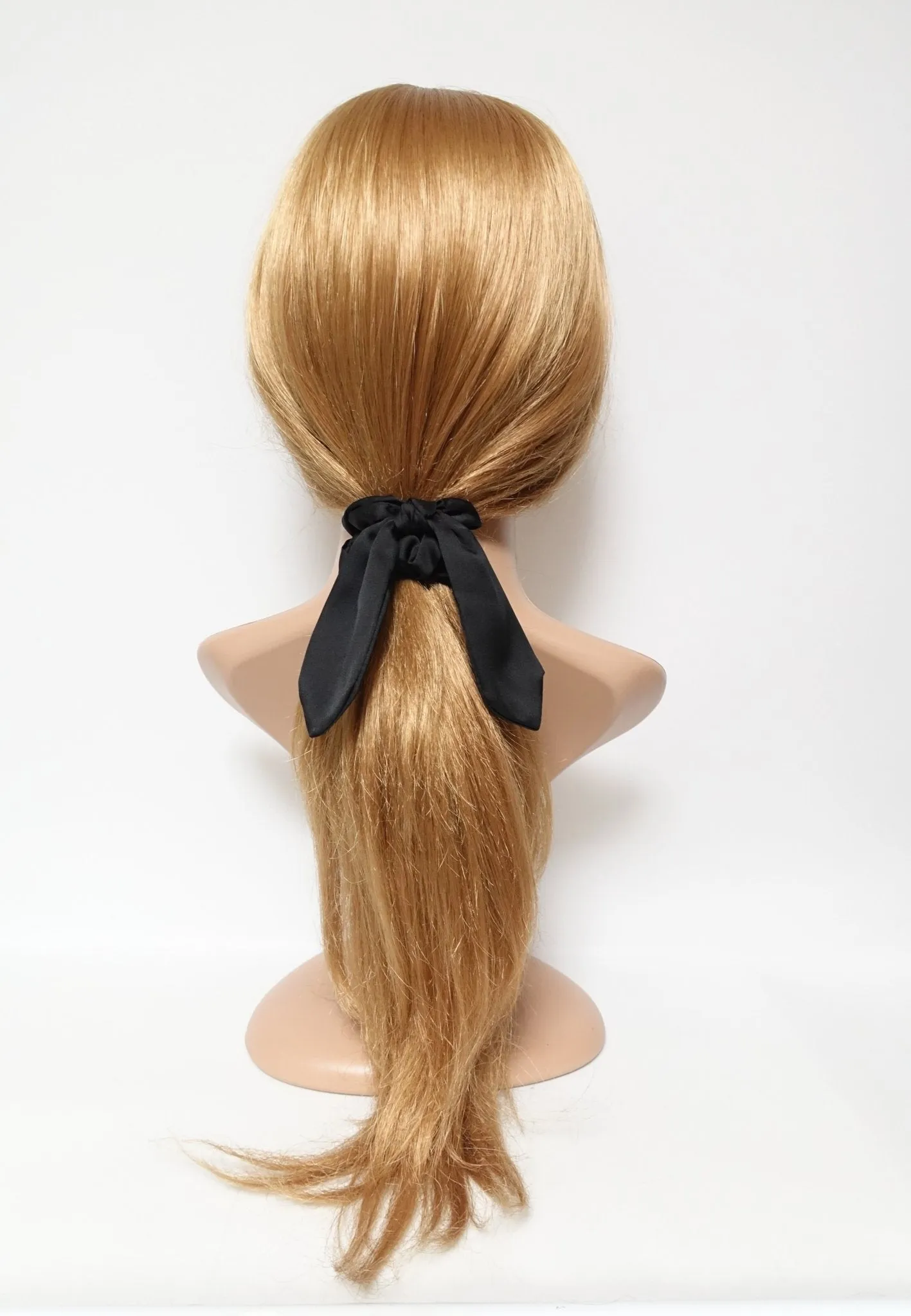 satin hair bow knot scrunchies glossy tail bow scrunchy women hair accessory