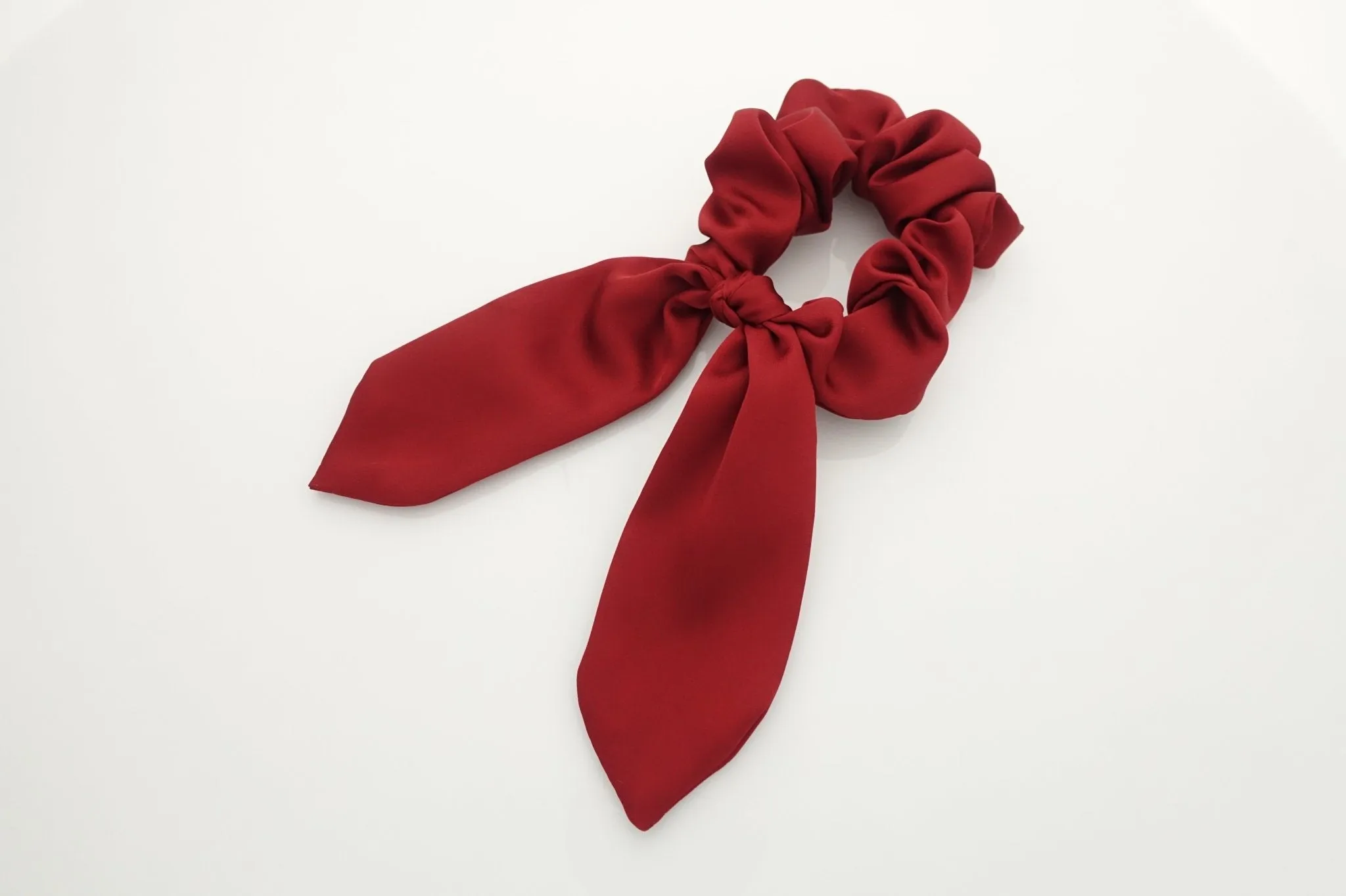 satin hair bow knot scrunchies glossy tail bow scrunchy women hair accessory