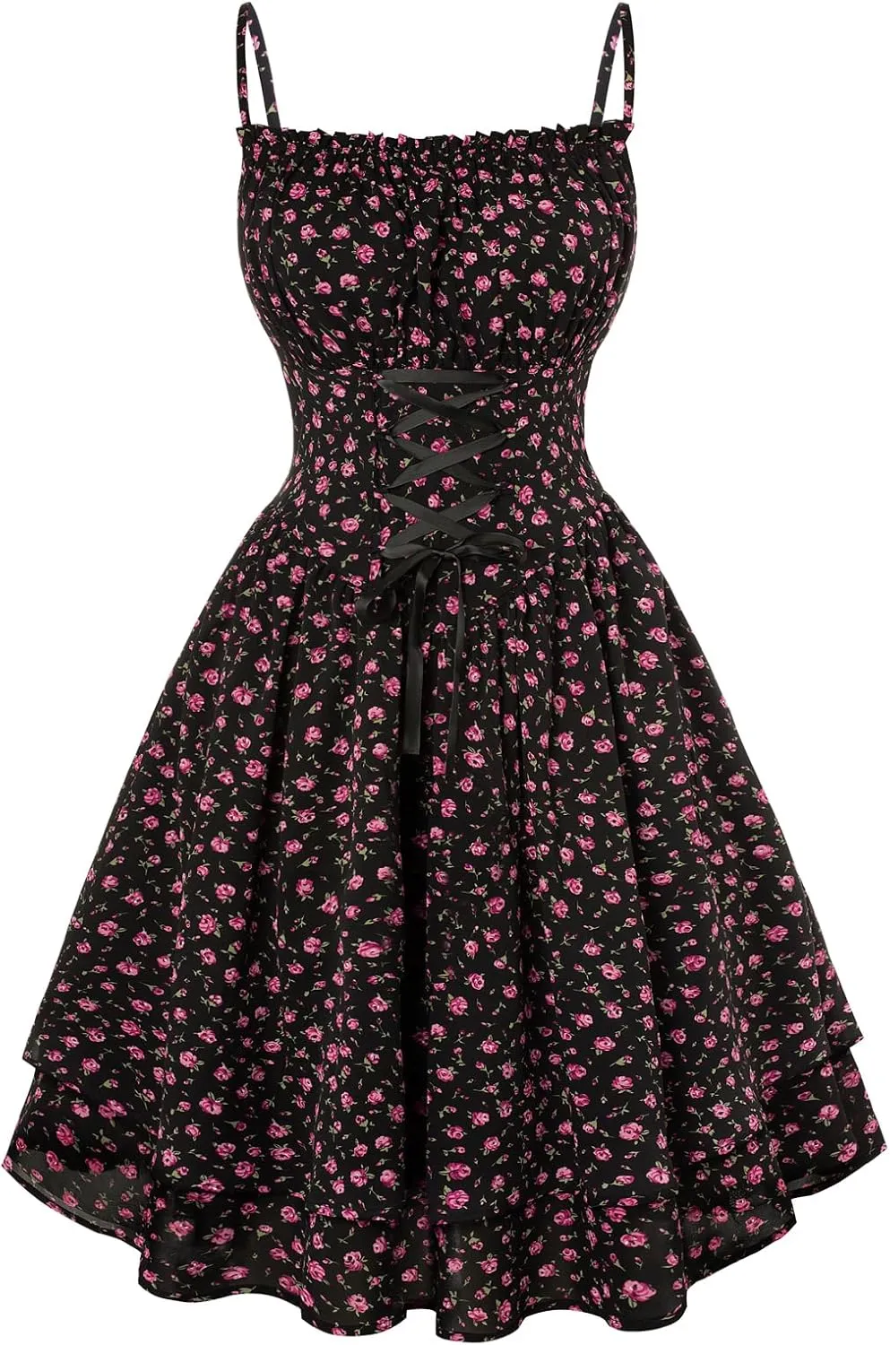 Scarlet Darkness Summer Sundress for Women Floral Sleeveless Spaghetti Strap Dress