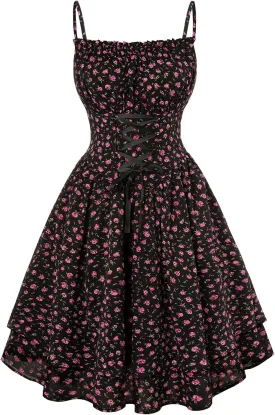 Scarlet Darkness Summer Sundress for Women Floral Sleeveless Spaghetti Strap Dress