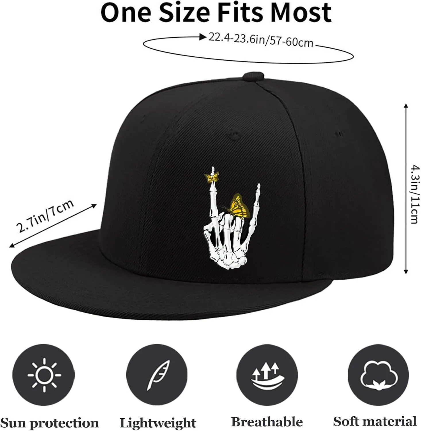 Snapback Hats for Men Flat Bill Brim Hats for Men Black Fitted hat Mens Baseball Caps