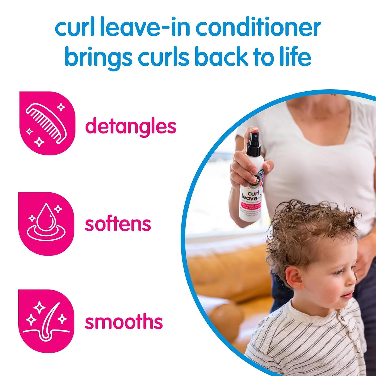 So Cozy Leave In Conditioner Spray (8 Fl Oz) Paraben-Free Detangler for Kids' Curly Hair, Deep Conditioner & Tangle-Free Curls, Gentle & Nourishing with Keratin, Vitamin B5, Olive Oil & Jojoba Oil