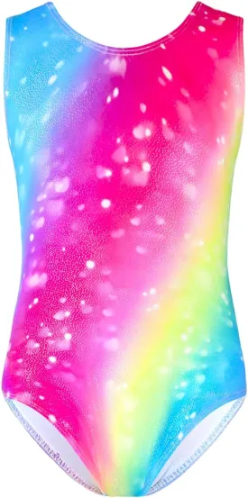 TENVDA Gymnastics Leotards for Girls Sparkly Colorful One-Piece Kids Tumbling Outfit Size 2-12 Years Old