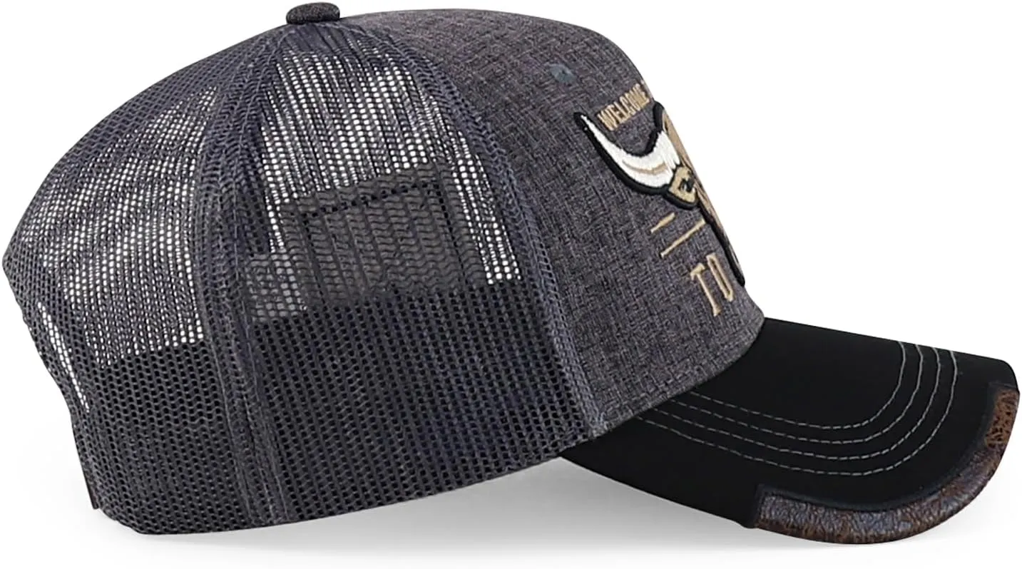 Trendy Apparel Shop Bull Embroidered Western Snapback Trucker Cap