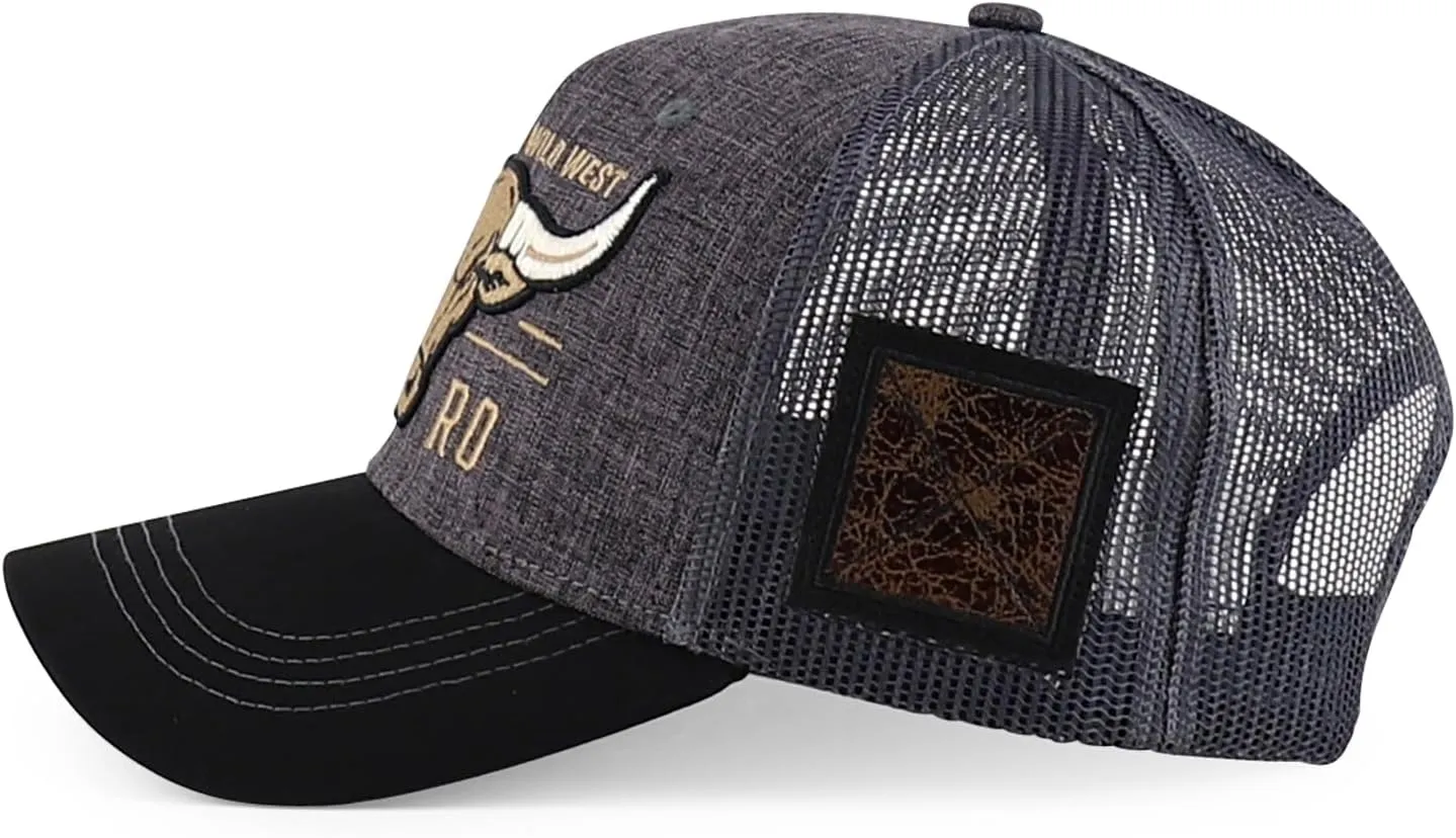 Trendy Apparel Shop Bull Embroidered Western Snapback Trucker Cap