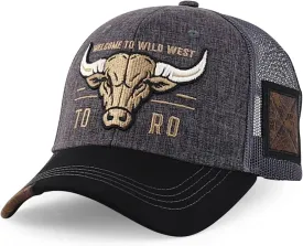 Trendy Apparel Shop Bull Embroidered Western Snapback Trucker Cap
