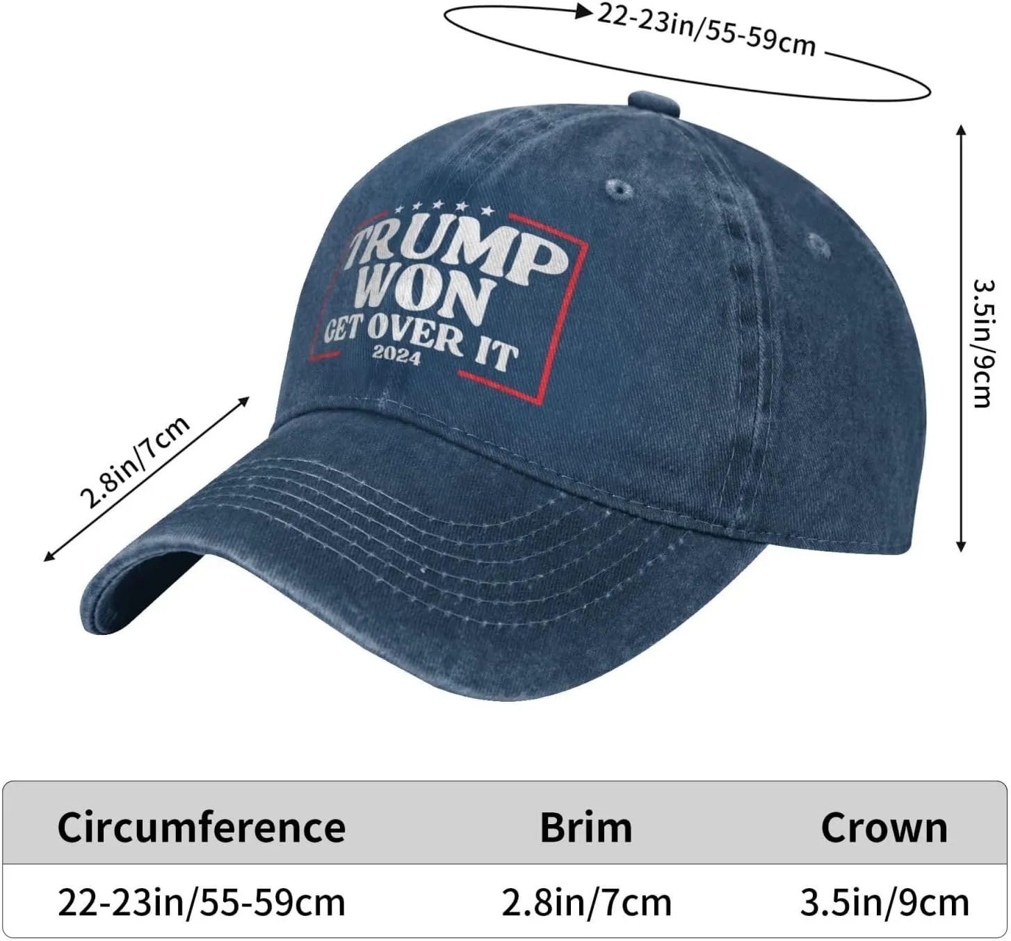 Trump Won Cap Get Over It 2024 Election We Took America Back Low Profile Denim Hat