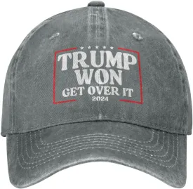 Trump Won Cap Get Over It 2024 Election We Took America Back Low Profile Denim Hat