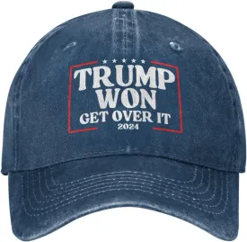 Trump Won Cap Get Over It 2024 Election We Took America Back Low Profile Denim Hat