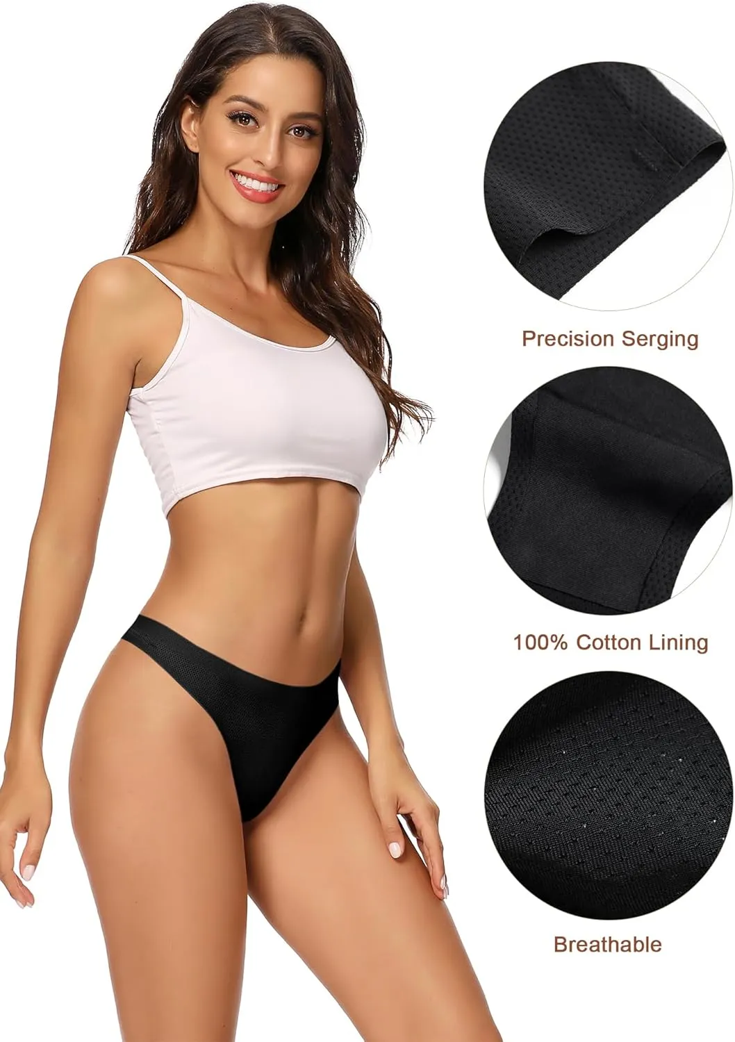 voenxe Women Bikini Underwear,Seamless Breathable Ladies Panties,No Show Comfortable Briefs Undies for Women,Hipster,5-Pack