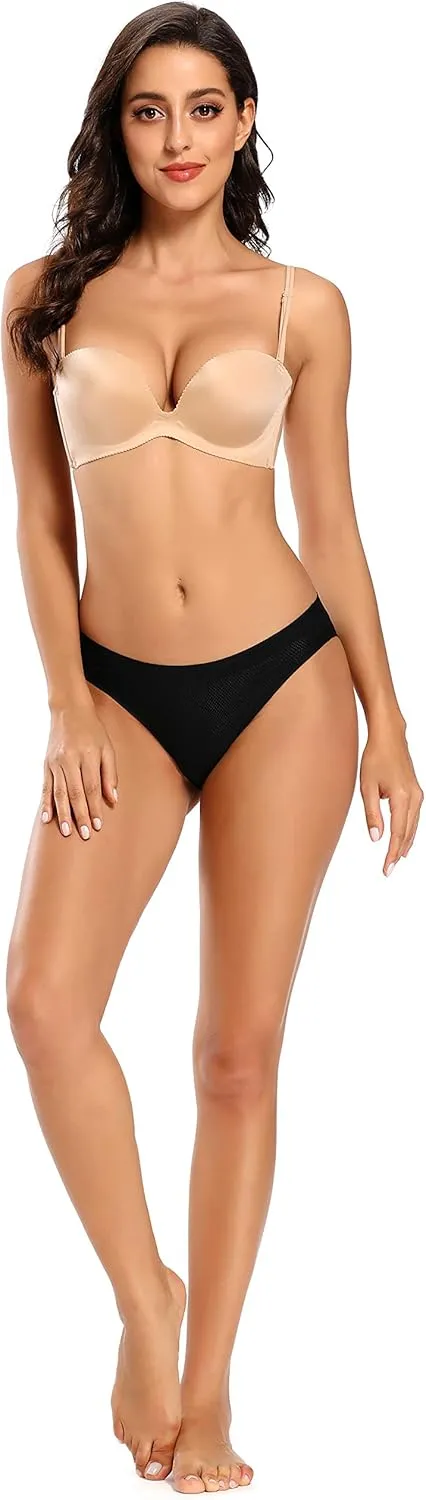 voenxe Women Bikini Underwear,Seamless Breathable Ladies Panties,No Show Comfortable Briefs Undies for Women,Hipster,5-Pack