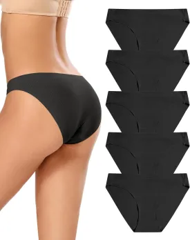 voenxe Women Bikini Underwear,Seamless Breathable Ladies Panties,No Show Comfortable Briefs Undies for Women,Hipster,5-Pack